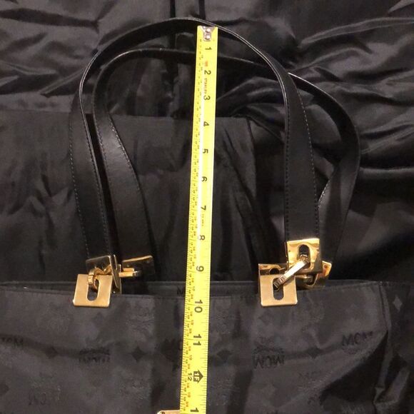 WMCM Black and Gold Monogram Shoulder Bag with Top Zipper Closure German - Picture 6 of 17